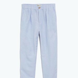 NWT Madewell Linen-Blend Track Trousers Blue Medium